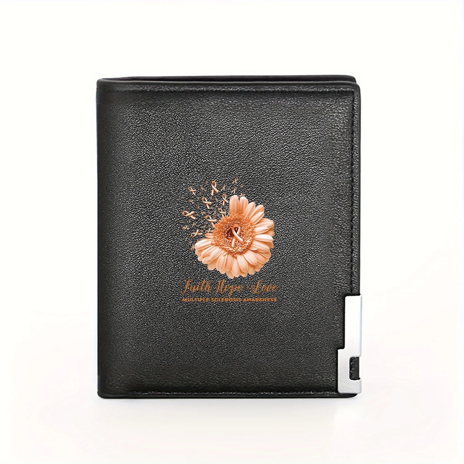 Multiple Sclerosis Awareness: Faith,Hope,Love. A beautiful floral design featuring orange ribbons. Business Mens Casual Elegant