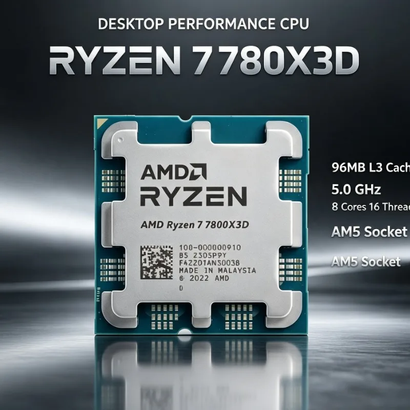 High FPS Gaming CPU AMD R7 7800X3D Socket AM5 5nm Process Large 96M Cache Tray No  Cooler