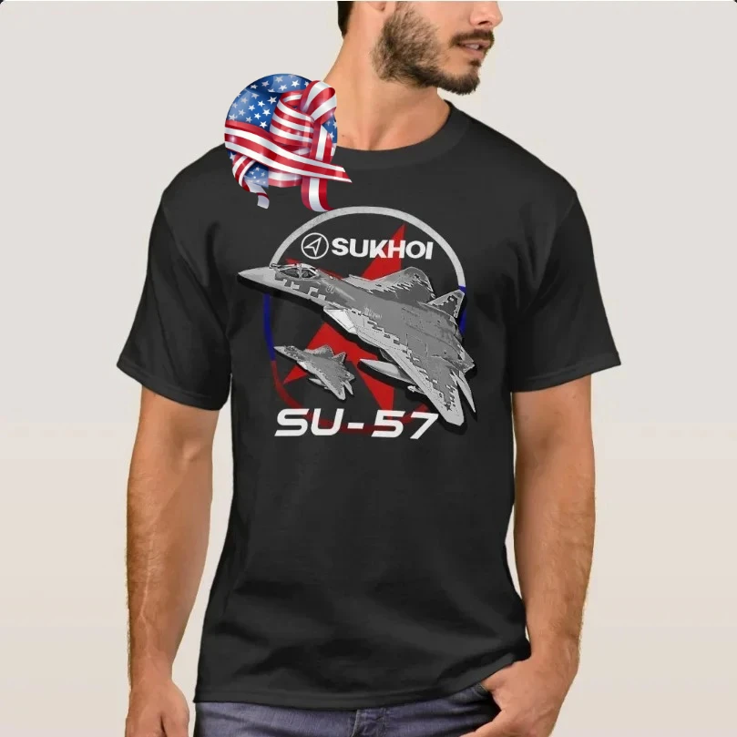 

Retro Sukhoi Su-57 Stealth Multirole Fighter Aircraft T-Shirt New 100% Cotton O-Neck Short Sleeve Casual Mens T-shirt Size S-3XL
