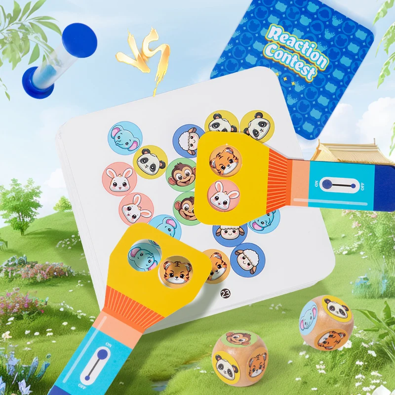 Montessori Toy Animal Board Game for Kids Cognitive Logical Thinking Puzzle Educational Reaction Contest Table Game for Children