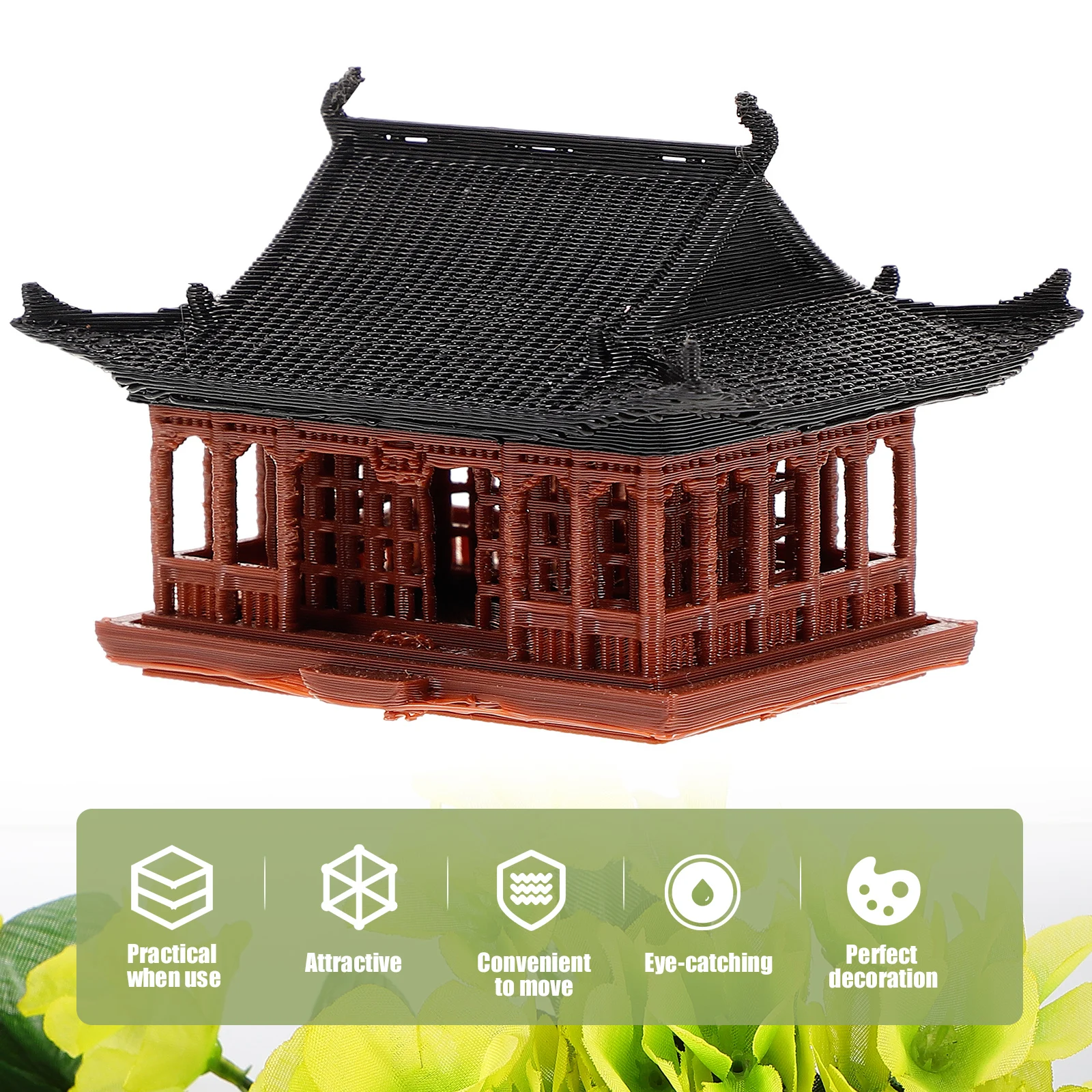 

Miniature Garden Pavilion Decorations Chinese Plastic Pagoda Statue Figurines Miniatures Bookcase Aquarium Microlandscapes Home