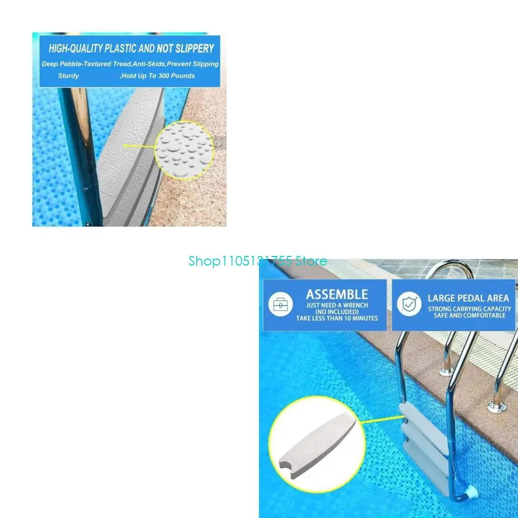 K0EF 3pack Universal Swimming Pool Ladder Rung Step Replacement with Stainless Steel Bolts with Inground Above Ground Pool