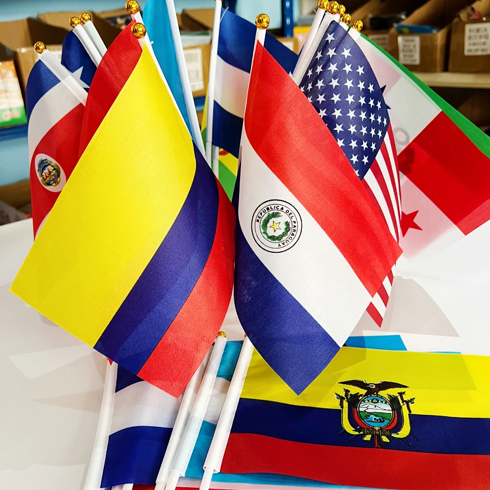 Latin AmericaHandheld flag Countries Flags,14x21cm21pcs/set Latin America Countries Flags ,Spanish Language Speaki