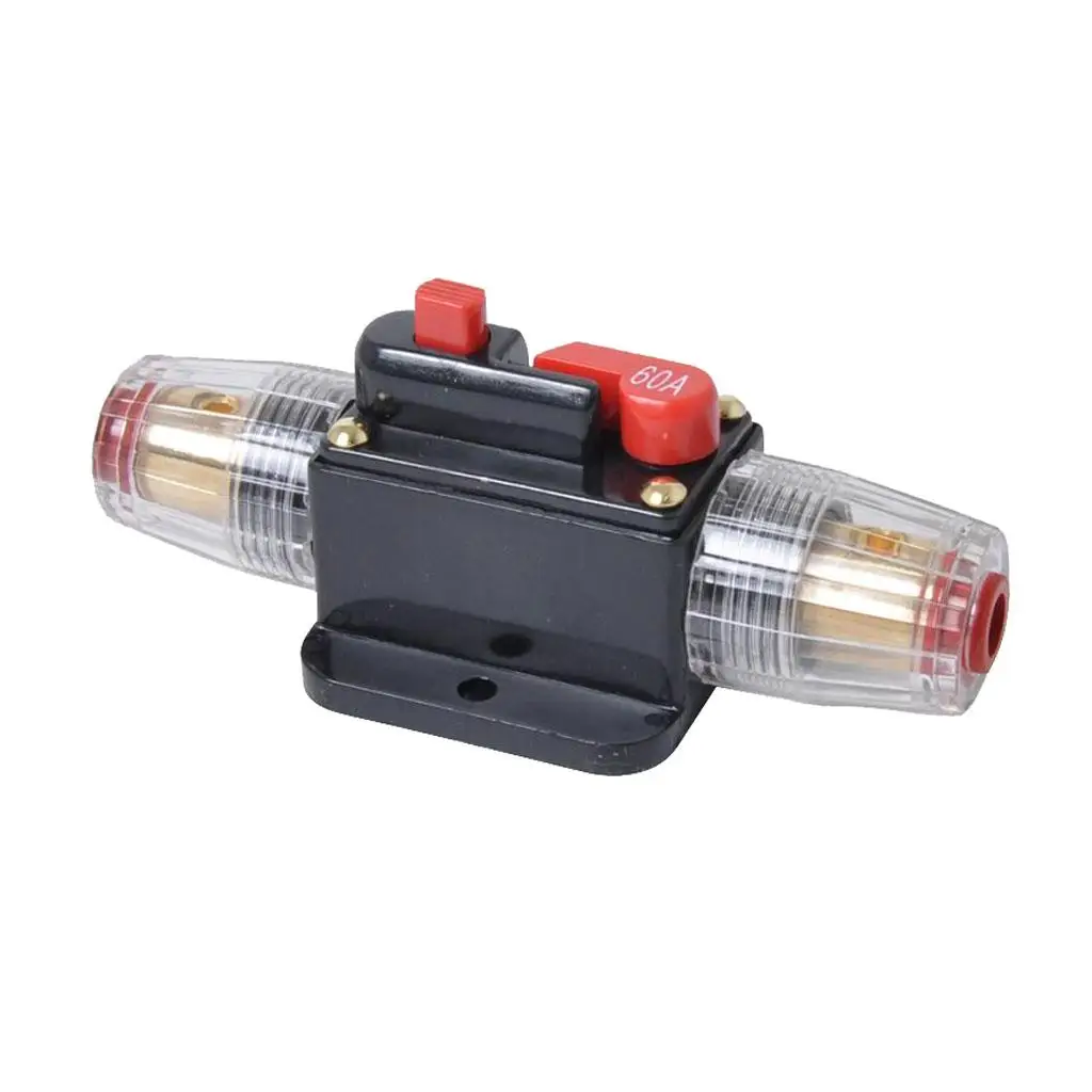 Manual Reset in Line DC Circuit Breaker 60 Amp Automotive Fuse Holder Car Stereo Audio Protection for Vehicle Battery
