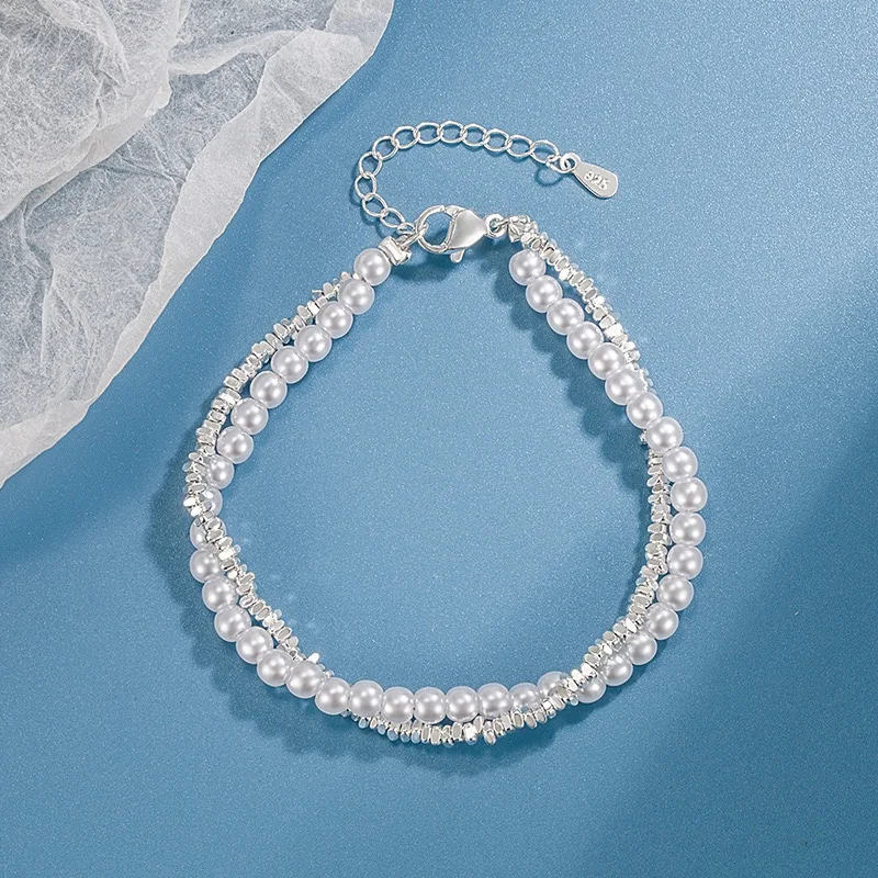 925 Sterling Silver Bracelets for Women Men String Accessories Trend Twist Pearl Mini Stone Pendant Party Jewelry Gift