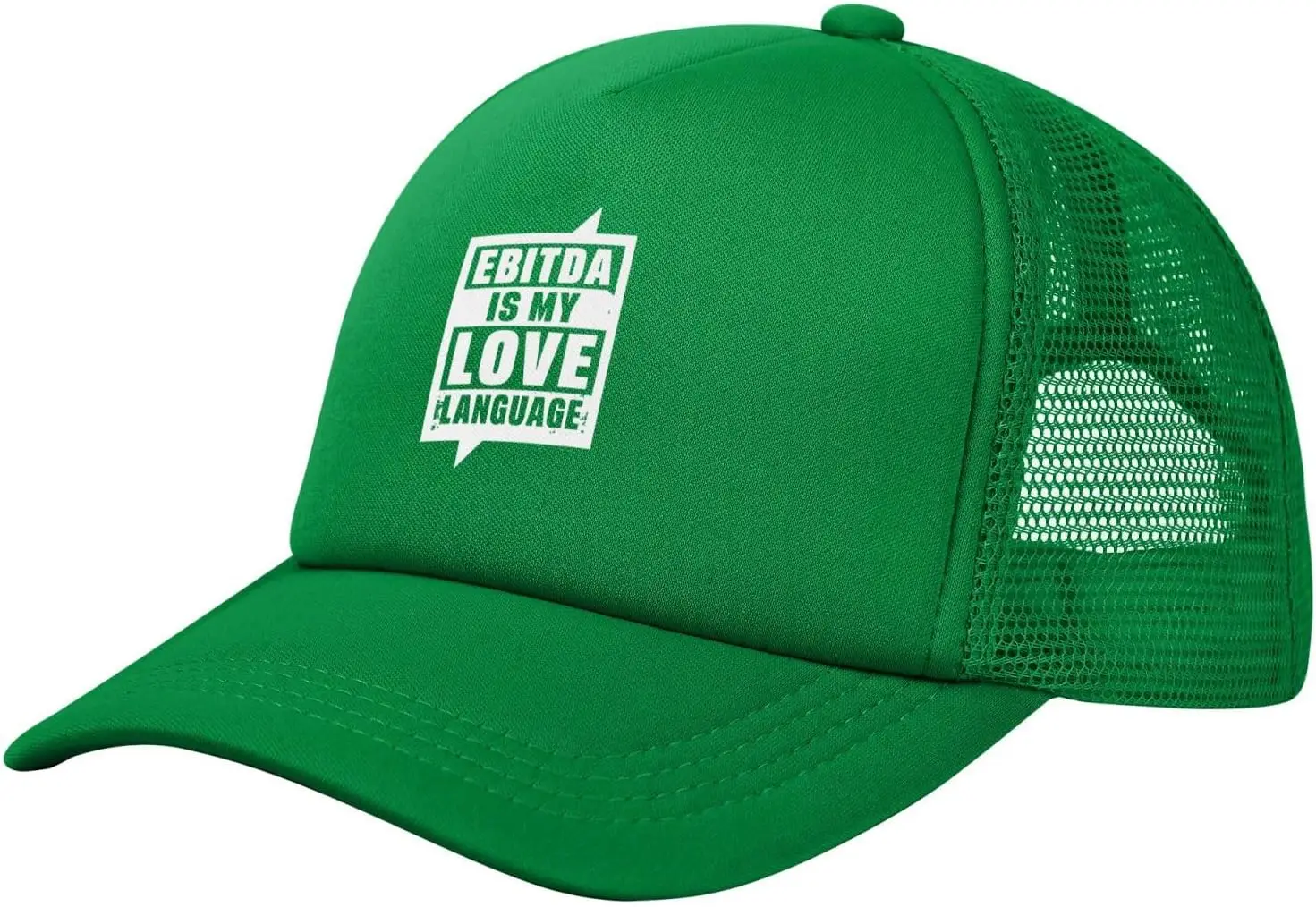 Ebitdas is My Love Language Mesh Hat Green Trucker Hats Adjustable Fashion Curved Brim Baseball Cap