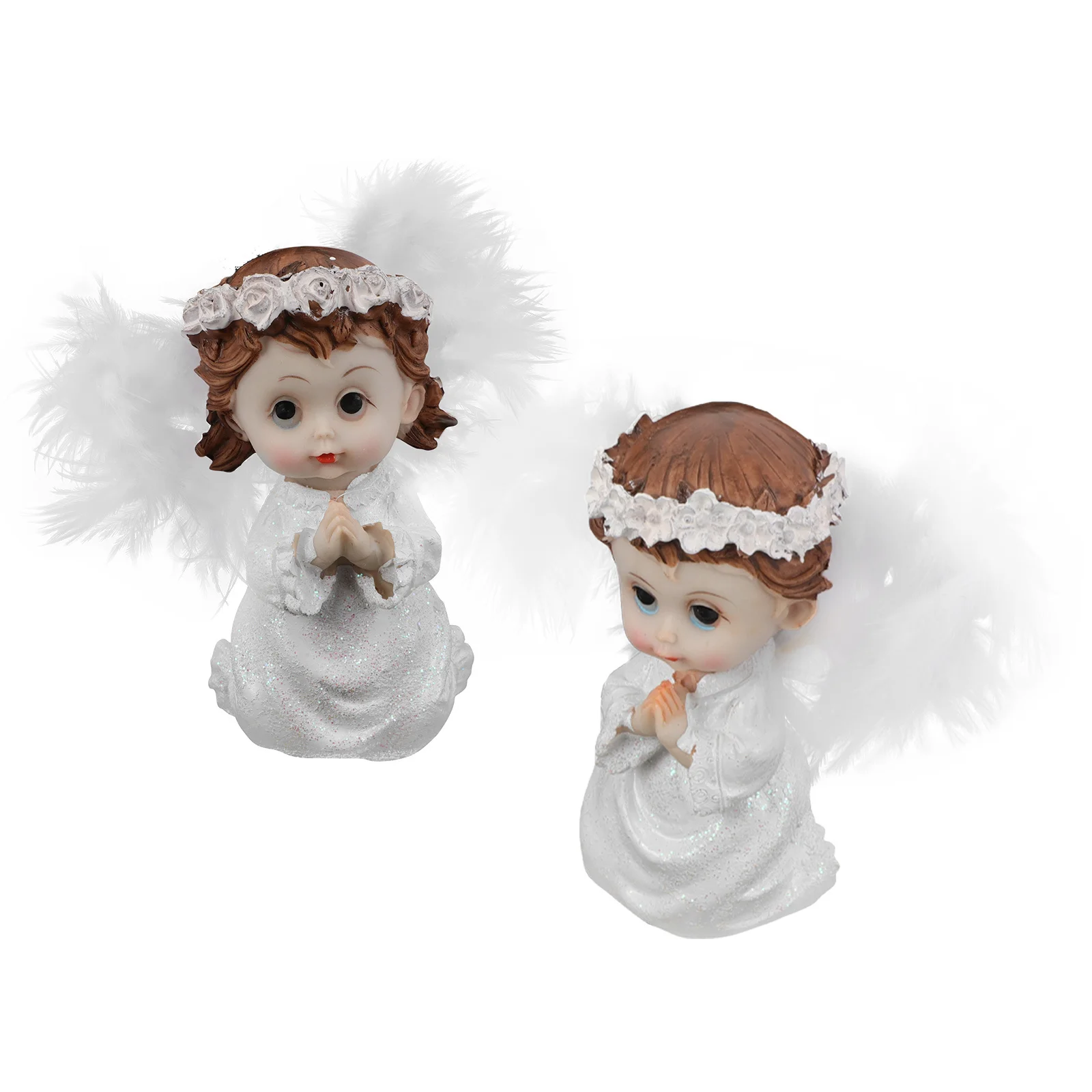 

2Pcs Kneeling Angel Sculpture Desktop Ornament Festive Atmosphere Easy Installation Lightweight Decor Angle Wing Ornaments