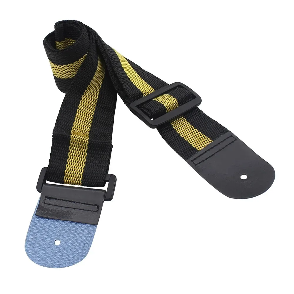 Guitar Strap Colourful Stripe Belt Nylon Leather Acoustic Guitar Electric Bass Shoulder Straps Electric Guitar Straps Accessory