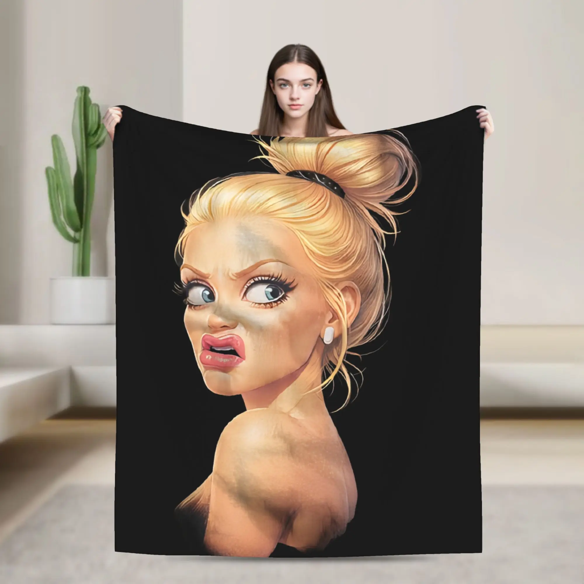 Super Soft Blonde Doll Disheveled Doll Throw Blanket Premium Fleece Flannel Lightweight  Bed Blanket Super Cozy Blankets