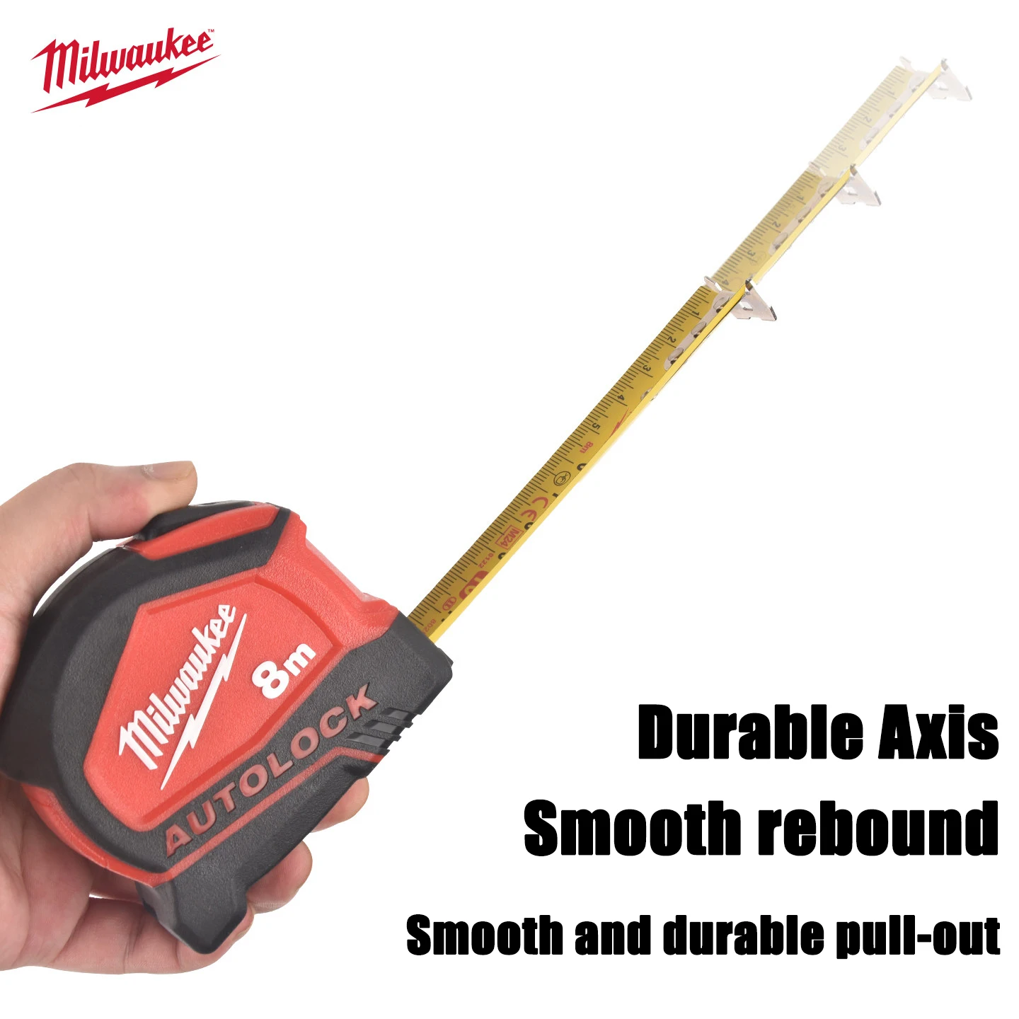 Milwaukee 5m und 8m selbstsichernde Maßbänder, hochpräzises Messwerkzeug für verstärkte Stahlspulen 48-22-6815/48-22-6818 – Detail 4
