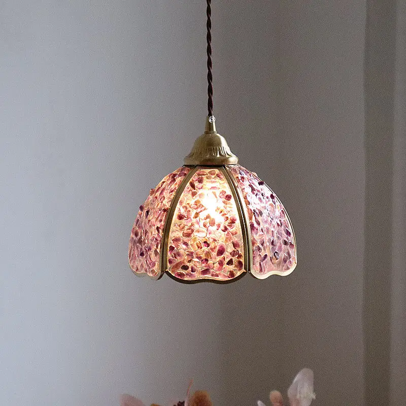 

French Vintage Crystal Pendant Light Luxury Minimalist Creative Hanging Lamp Living Room Dining Hall Bedroom Bedside Bar Counter
