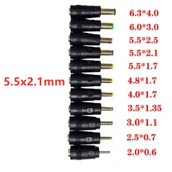 1Pcs DC 5.5 x 2.1mm Female Jack to 2.5x0.7mm/3.5x1.35mm/4.0x1.7mm/5.5x2.5mm/5.5x2.1mm/5.5x1.7mm/4.8x1.7mm Male DC Connector
