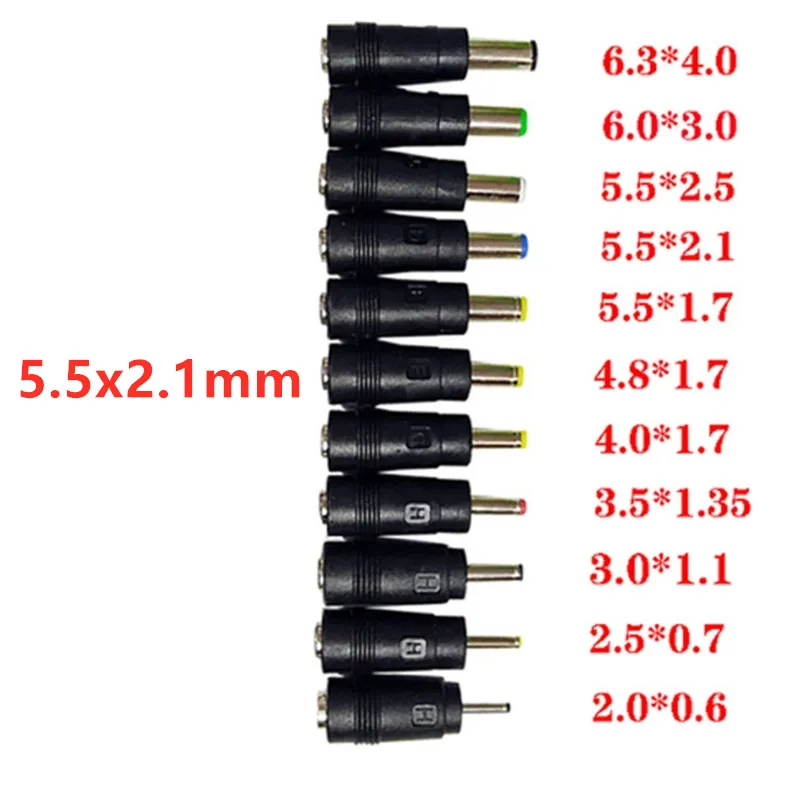 1szt DC 5.5x2.1mm żeńskie złącze jack do 2.5x0.7mm/3.5x1.35mm/4.0x1.7mm/5.5x2.5mm/5.5x2.1mm/5.5x1.7mm/4.8x1.7mm męskie złącze DC