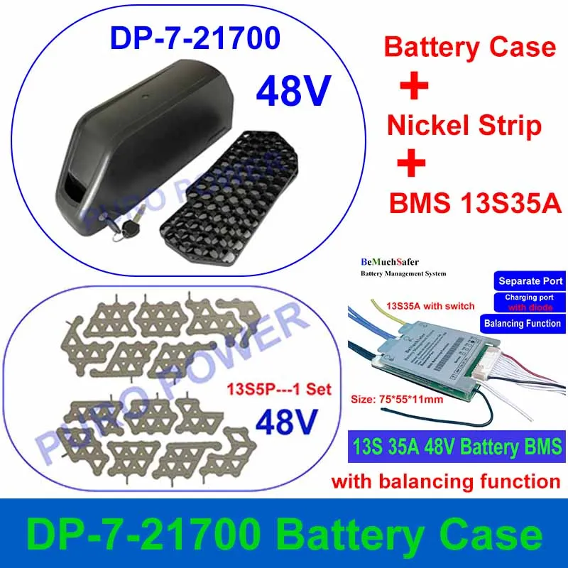 POLLY DP-7-21700 caja de batería compatible con 70 Uds 21700 celdas caja vacía tira de níquel 10S 13S 14S 35A DP-2170-7 para batería DIY 36V 48V 52V