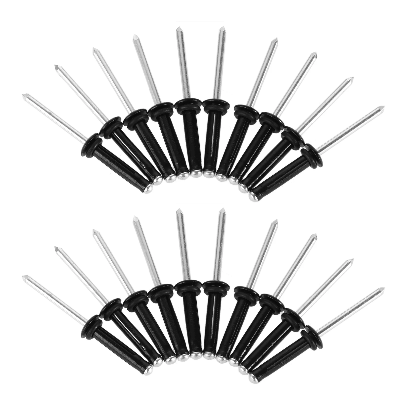 20Pcs Aluminum Alloy Rivets for Kayak Marine Boat Pad Eye Deep Water Long Grip Mounting Rivets with Waterproof O-Rings Black