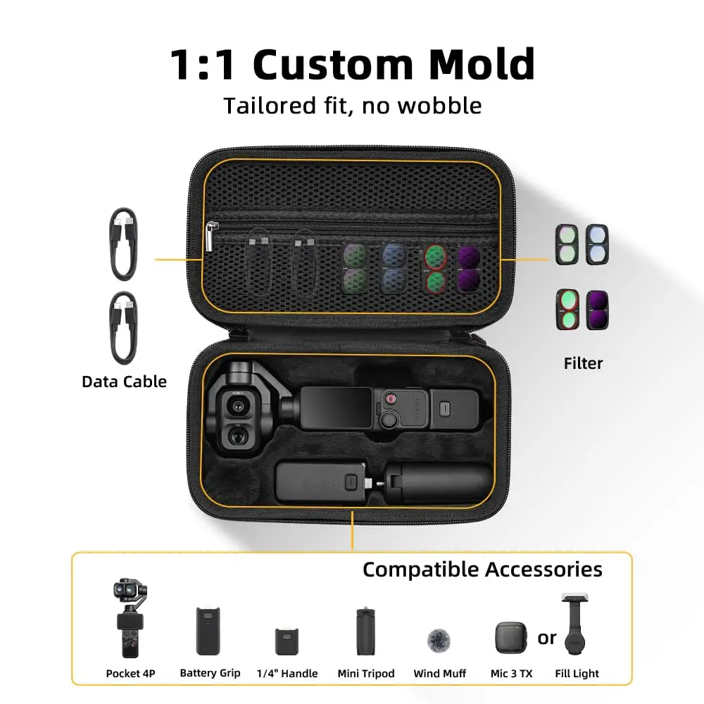 Case for Osmo Pocket 4Pro Case,Portable Carrying Bag for DJI Osmo Pocket 4P Creator Hard Storage Bag with Wrist and Carabiner