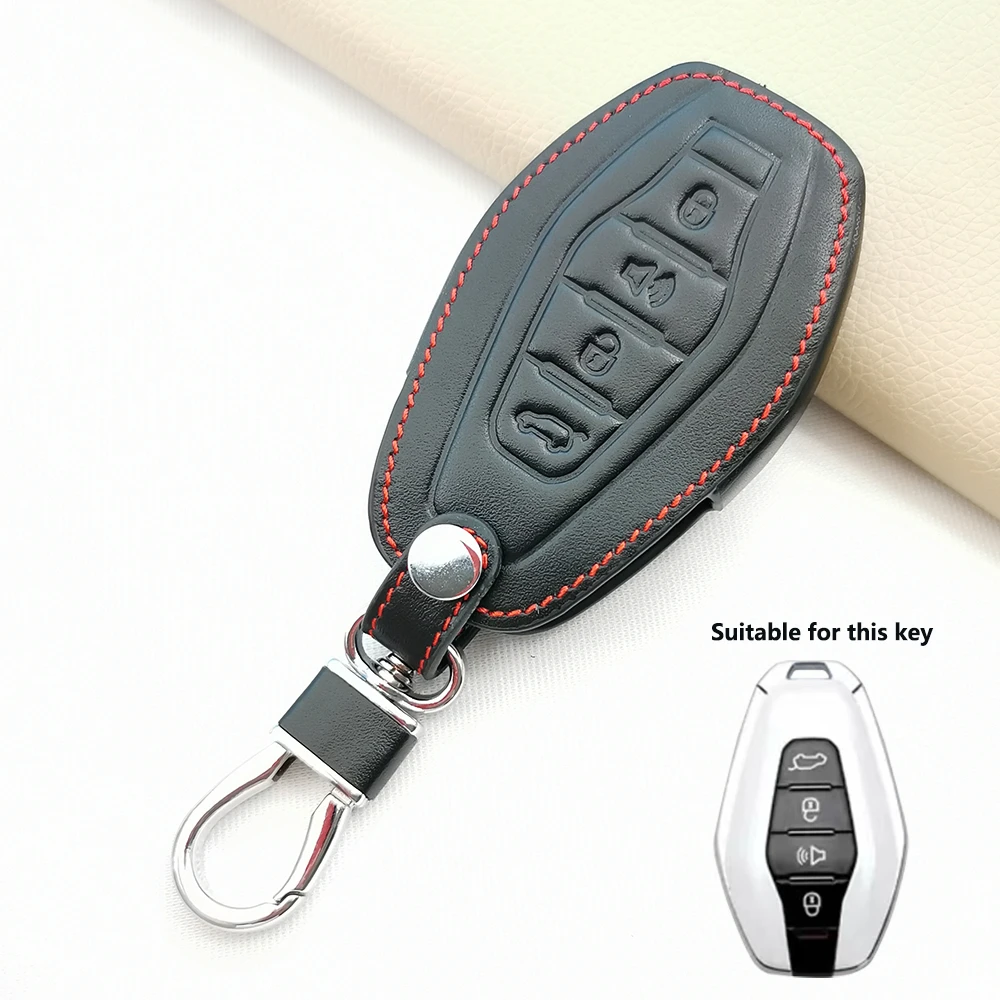 Soft Leather Car Remote Key Case Cover Shell Holder Auto Keychain For Chery Jetour X70 X90 X95 Plus Protector Accessories