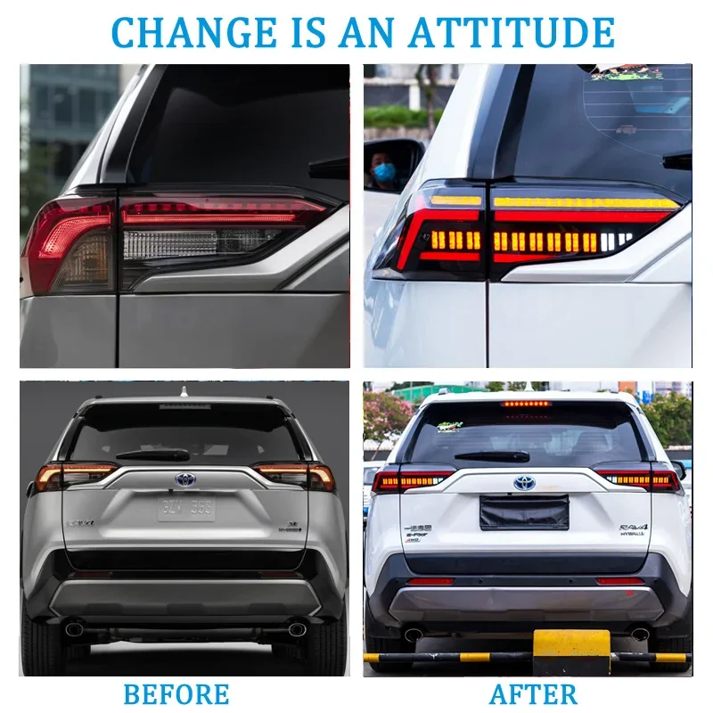 トヨタRav4 2019-2023用LEDテールライト,ダイナミックターンシグナル付きリアブレーキランプ