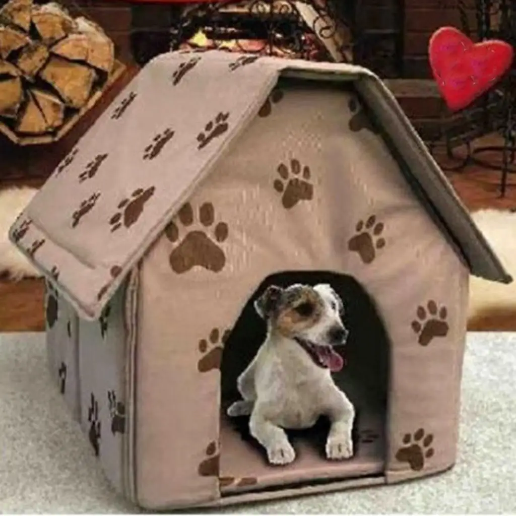 Soft Cloth Folding Pet Dog Cat House Nest Indoor Tent Removable Mat Foldable Bed for Puppy Camping