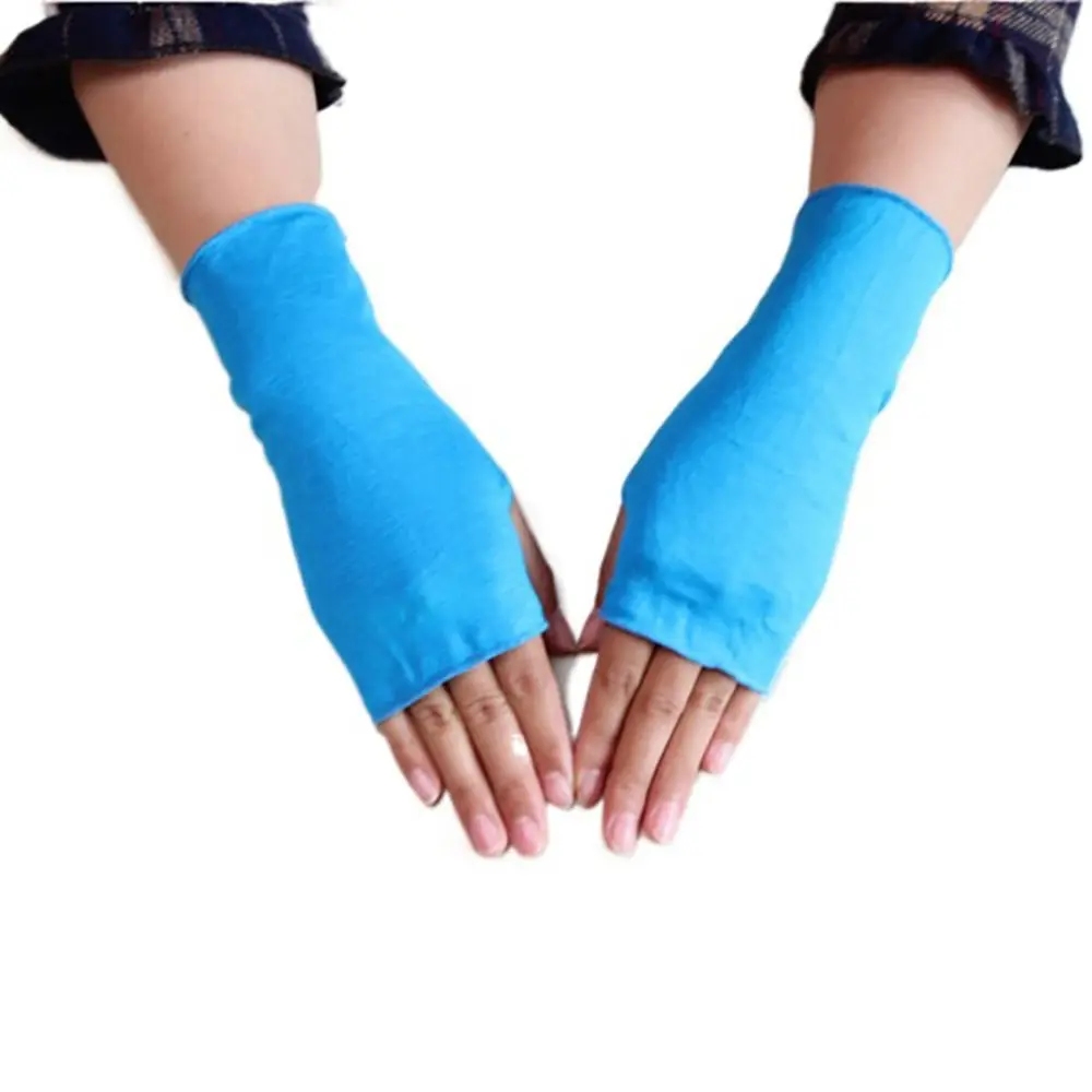 Short For Women Sunshade Summer Cloth Anti-ultraviolet Fingerless Gloves Half-finger Gloves Sunscreen Gloves Driving Mittens