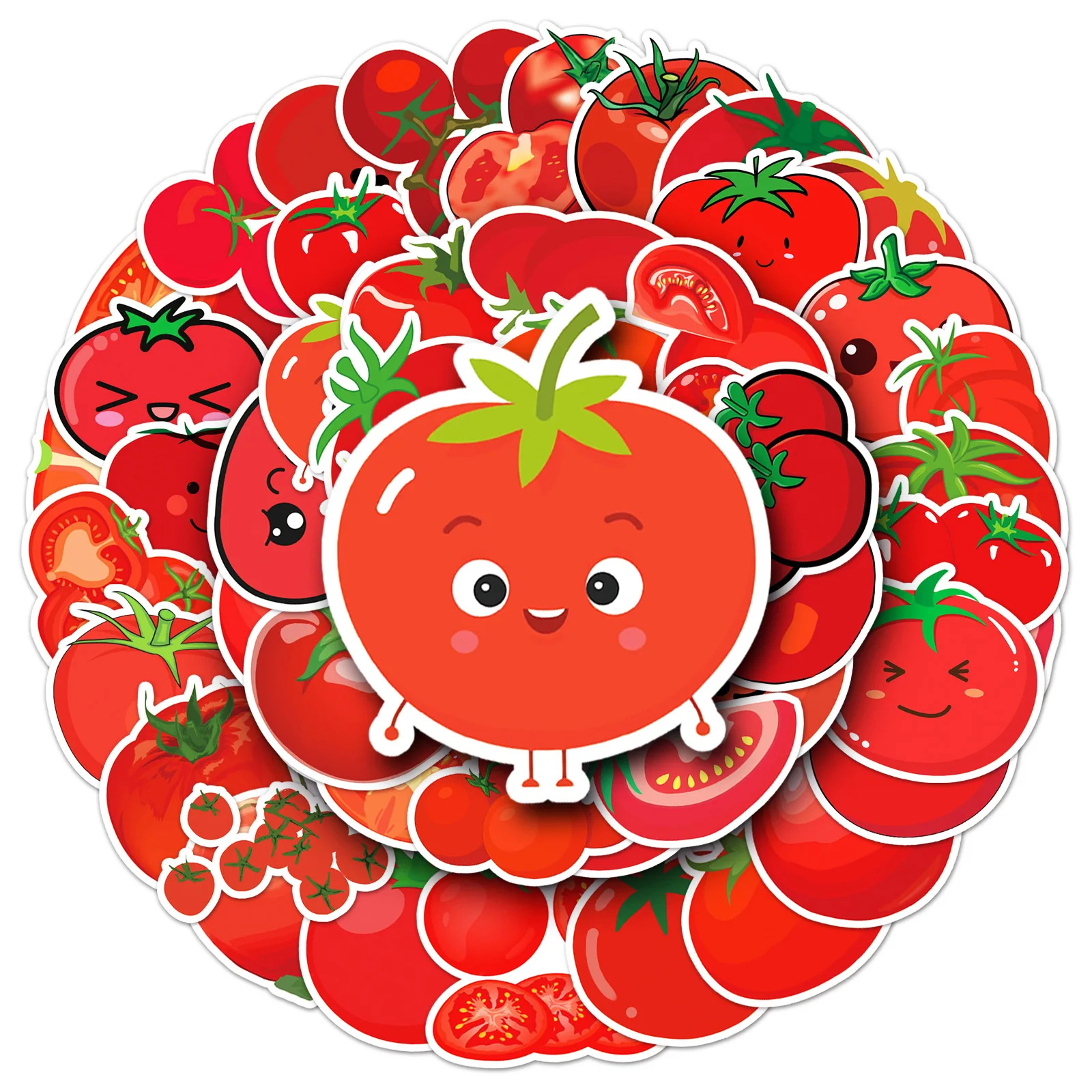 10/30/50PCS New Tomato Sticker Plant Cartoon Stationery Flat Luggage Bottle Guitar Computer Helmet Clip Wall Sticker Decoration