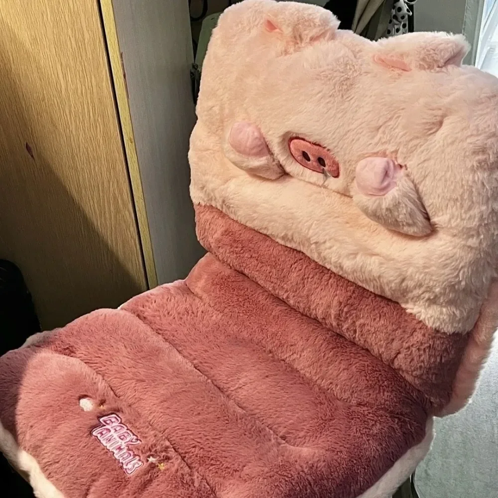 Winter Car Seat Cushion Dormitory Plush Chair Thicken Fart Cushion Office Chair Cushion Integrated Backrest Waist Protection
