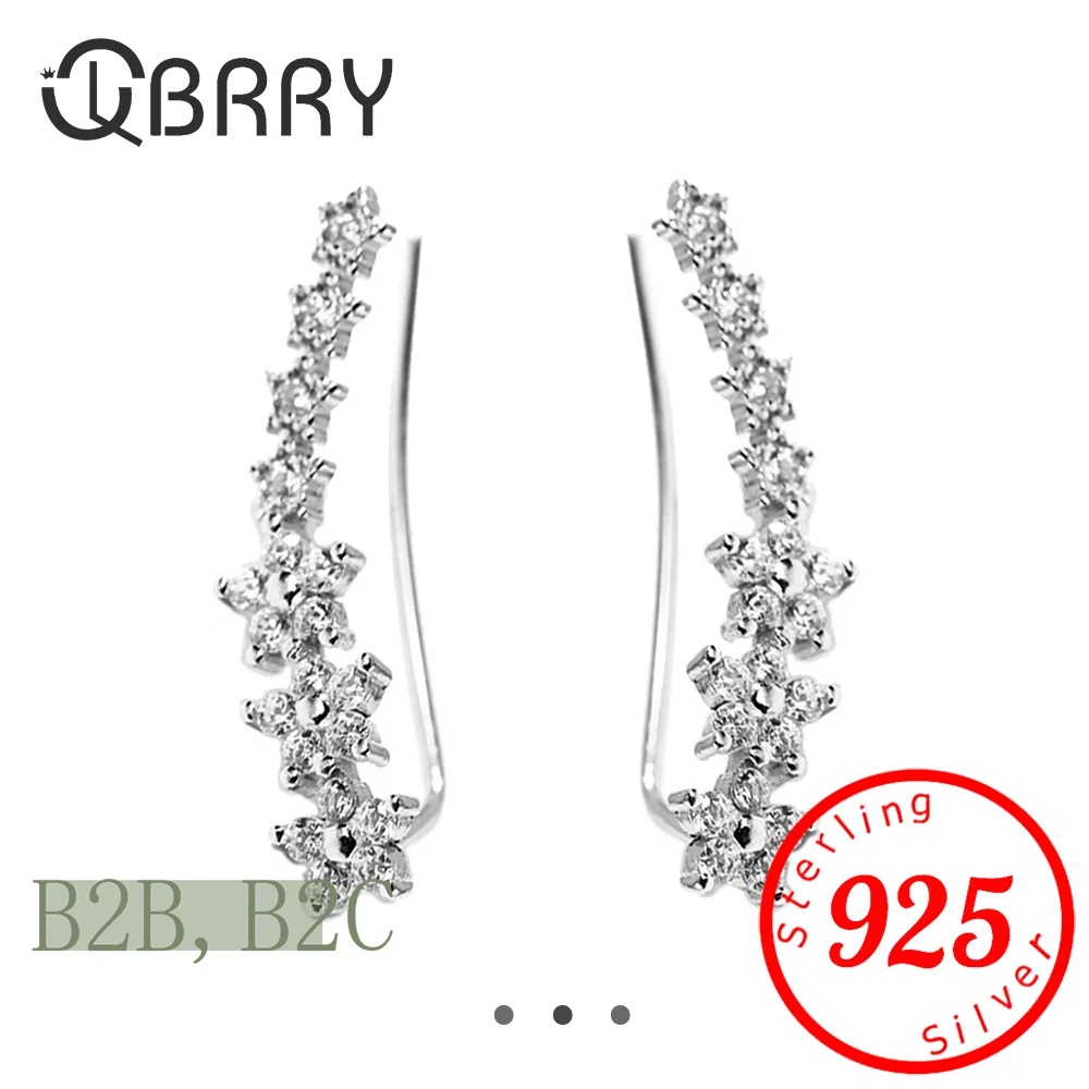 

925 Sterling silver Round Crystal Ear Clip elegant ear cuffs No Pierced earrings for Women party Jewelry Wholesale