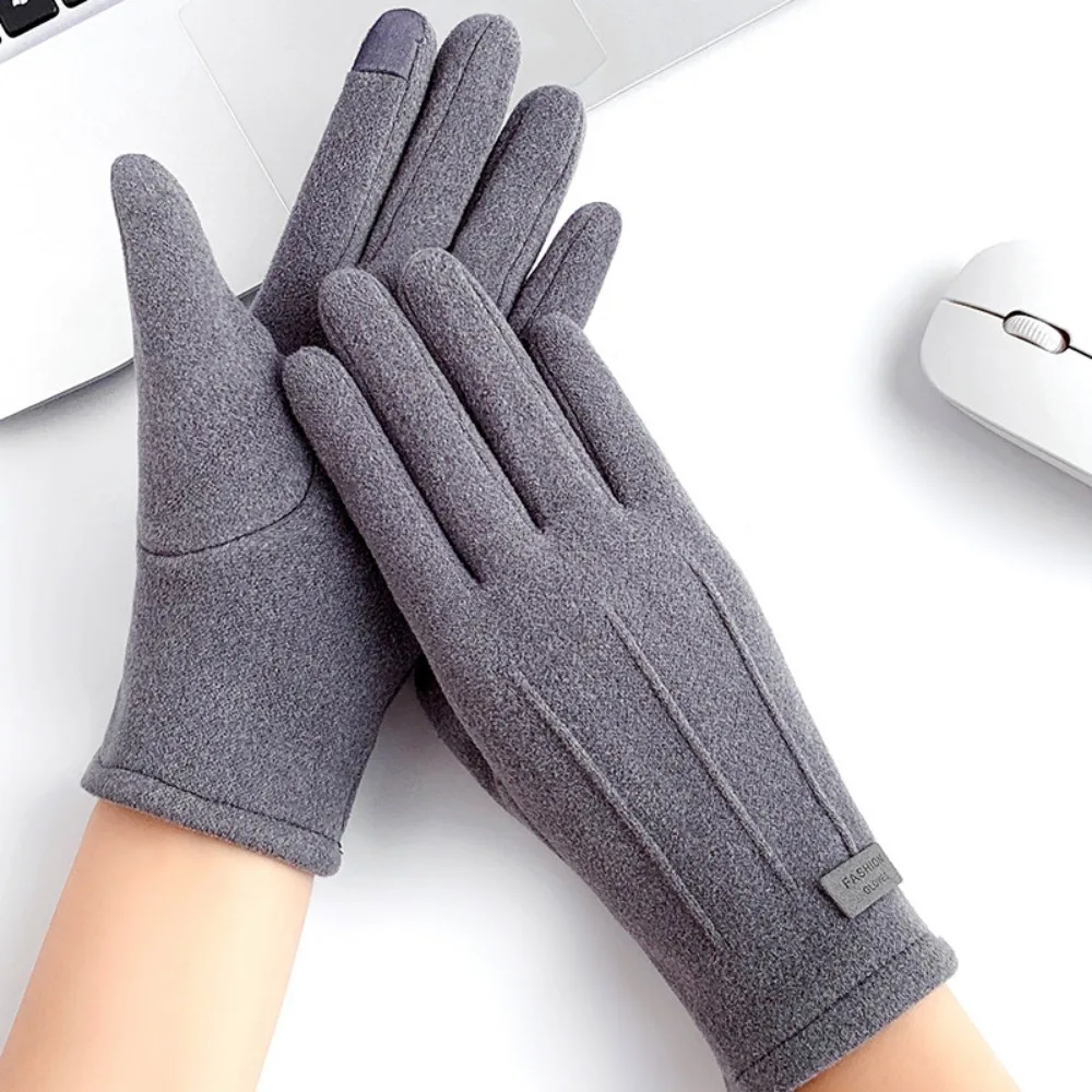 

Plush Finger Gloves Double Sided Plush Windproof Warm Gloves Cold Prevention Touchable Screen Touch Screen Gloves Women's Style