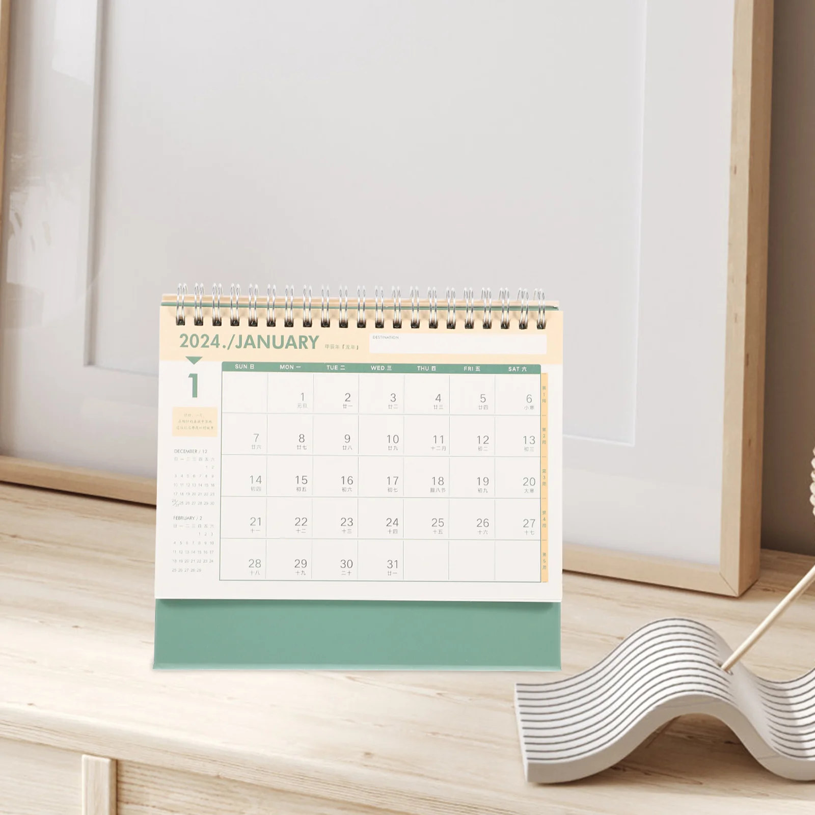 

2024 Business Desk Calendar White Large Size 2023 to 2024 Spiral Binding St Monthly Table Accessories Gifts