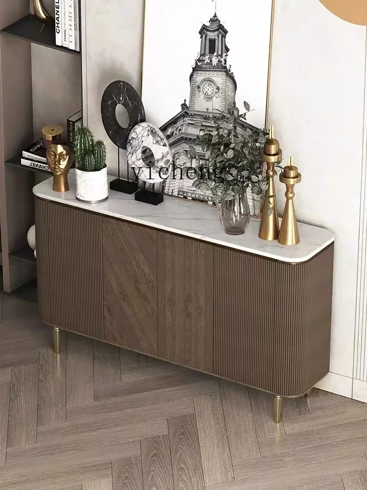 

ZZ Affordable Luxury Style Sideboard Cabinet Living Room Modern Stainless Steel Storage Simple Entrance Entrance Cabinet