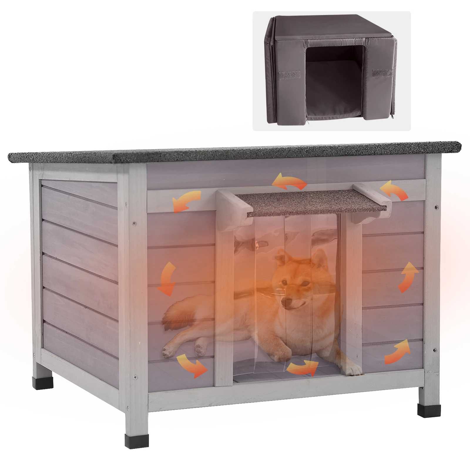 

Insulated Wooden Cat House with Soft Liner | Waterproof Roof