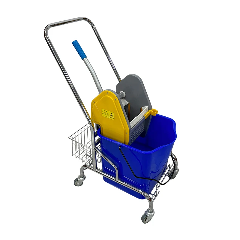 

25L hotel housekeeping trolley wheeled plastic mop bucket with juicer cleaning