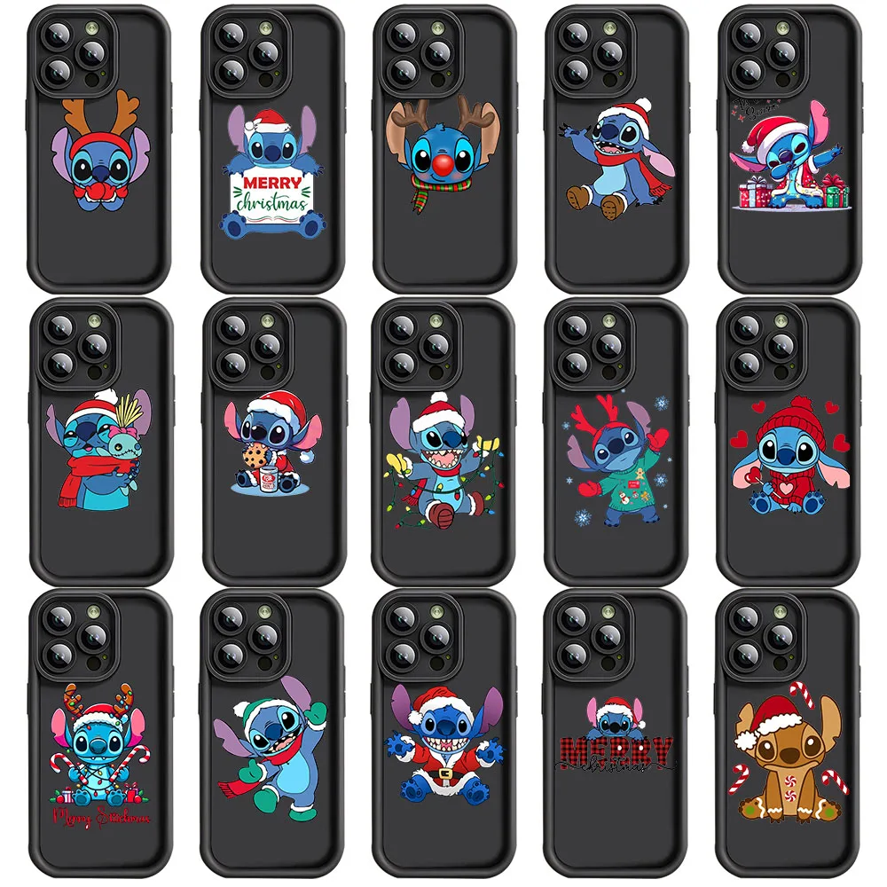 Y-20 Stitch Christmas Black Case for OPPO A73 A76 A16 A16K A17 A17K A58 A60 A77 A77S A98 Reno 8 8T 10 Find X3 Pro Plus 5G