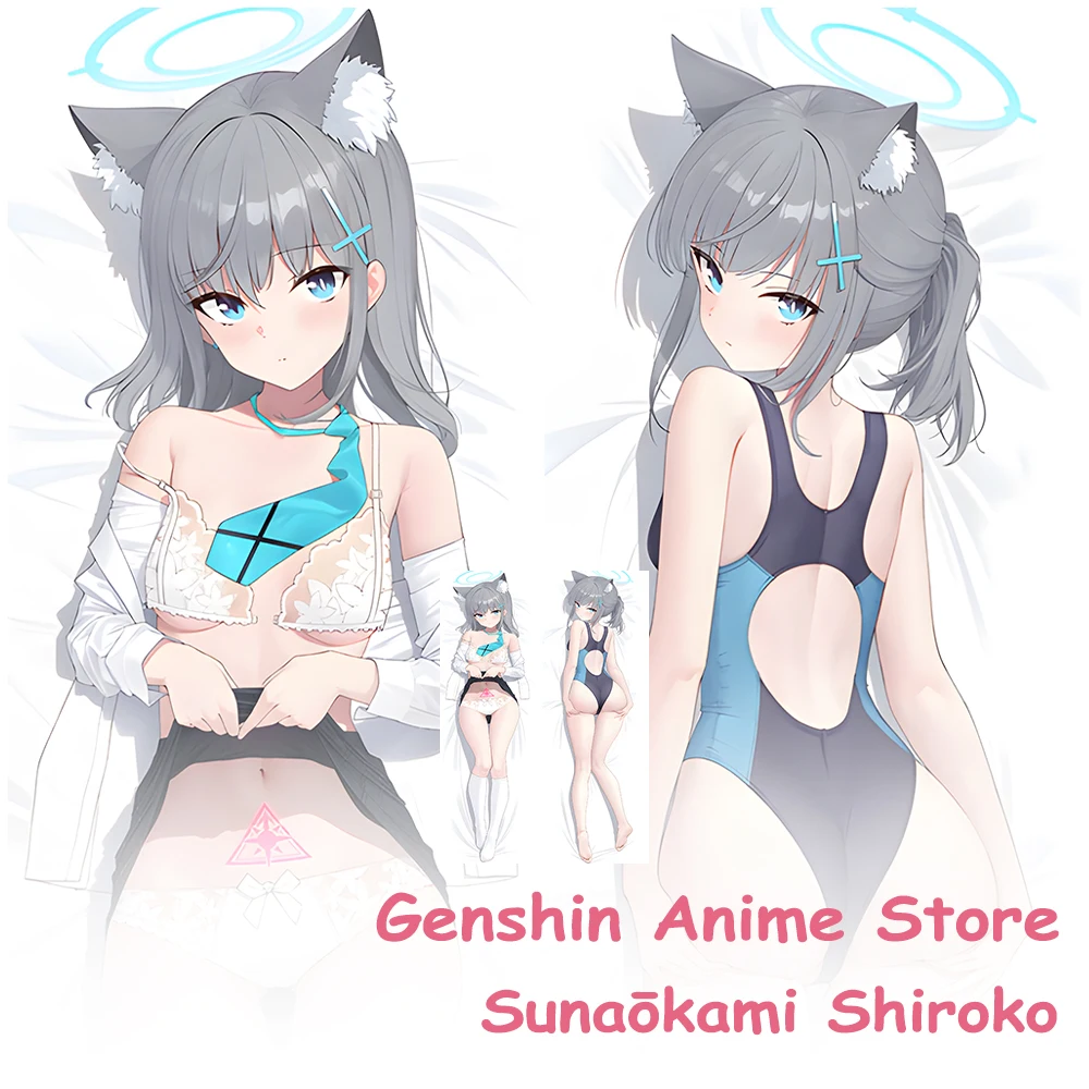 

Наволочка с рисунком Sunaokami Shiroko, костюм Dakimakura, реквизит для косплея, синий архив, обнимающая подушка для кровати, чехол для подушки отаку, постельные принадлежности
