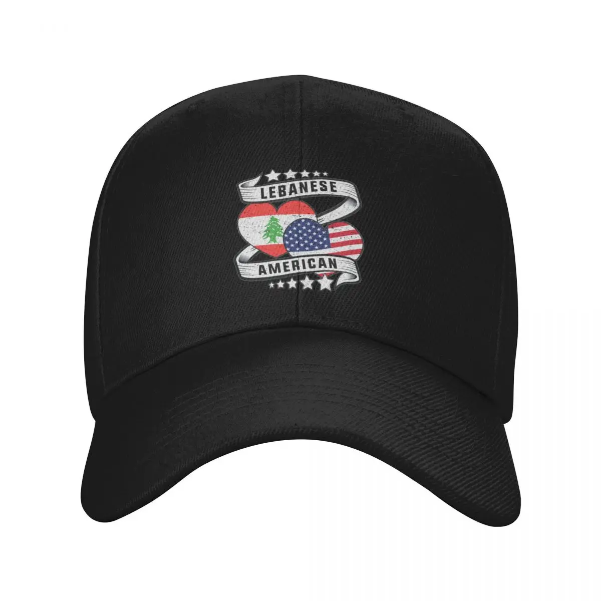 

Lebanese American flag shirt Half American and Half Lebanese Baseball Cap black Beach Outing Visor Designer Man Women's