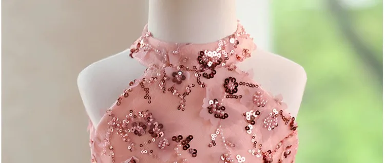 Hochwertiges Abendkleid für Mädchen, für Klavierauftritte, Geburtstage, Hochzeiten, Blumenmädchen A5040 Großhandel – Detail 8