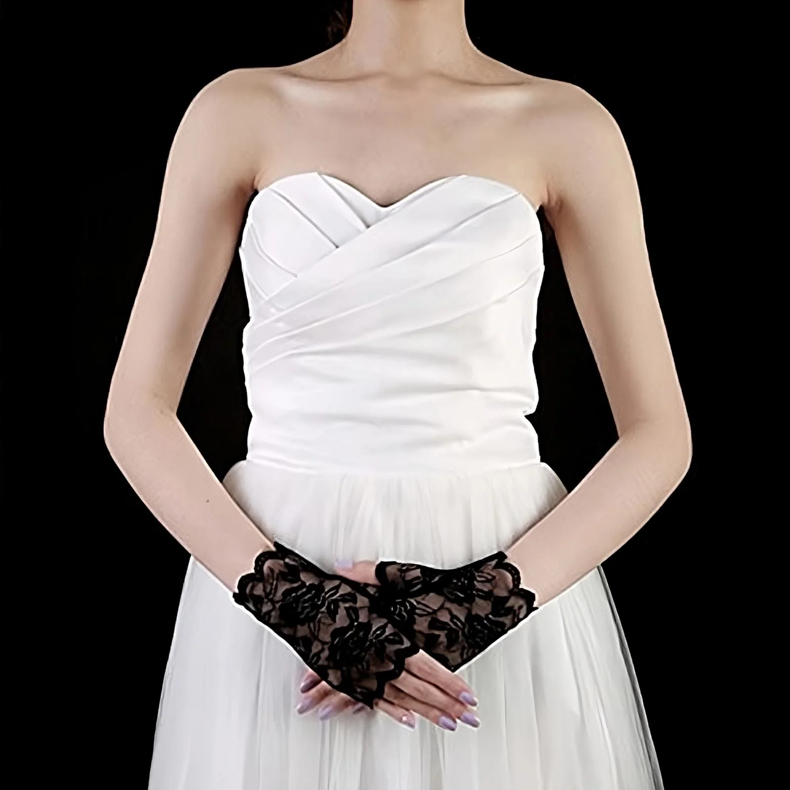 Damskie rękawiczki bez palców z koronki, chroniące przed słońcem, rękawiczki do prowadzenia samochodu z odkrytymi palcami, seksowne akcesoria do kostiumów na imprezę.