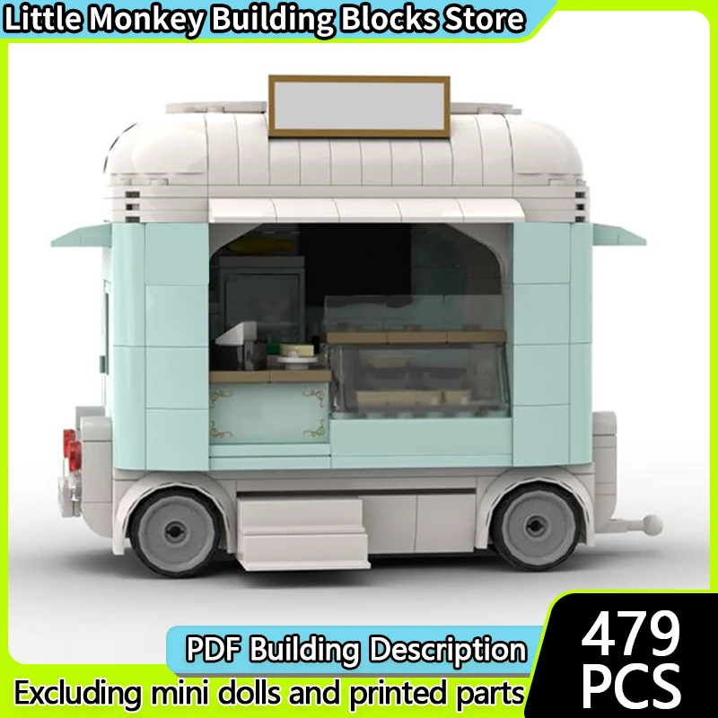 

Модель городской автомобиль MOC, строительные кирпичи, французский креп, прицеп для еды, модульная технология, детские праздничные подарки, сборные игрушки, костюм