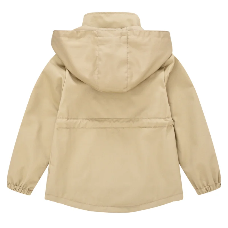 Children's Hooded Jacket Toddler Casual Trench Boys Girls Autumn Windbreaker Clothing Kids Spring Fashion Solid Color Coats 2-8Y
