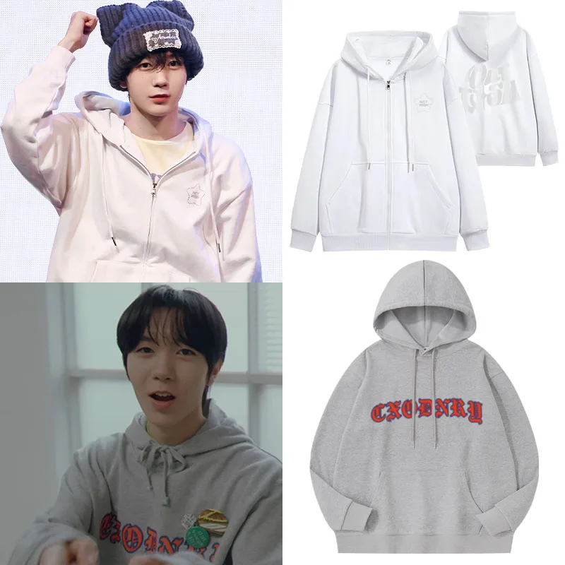 

NCT WI Ryo Concert Свободная толстовка с капюшоном на молнии Jaet Молодежная модная толстовка из смеси хлопка и полиэстера с длинным принтом све