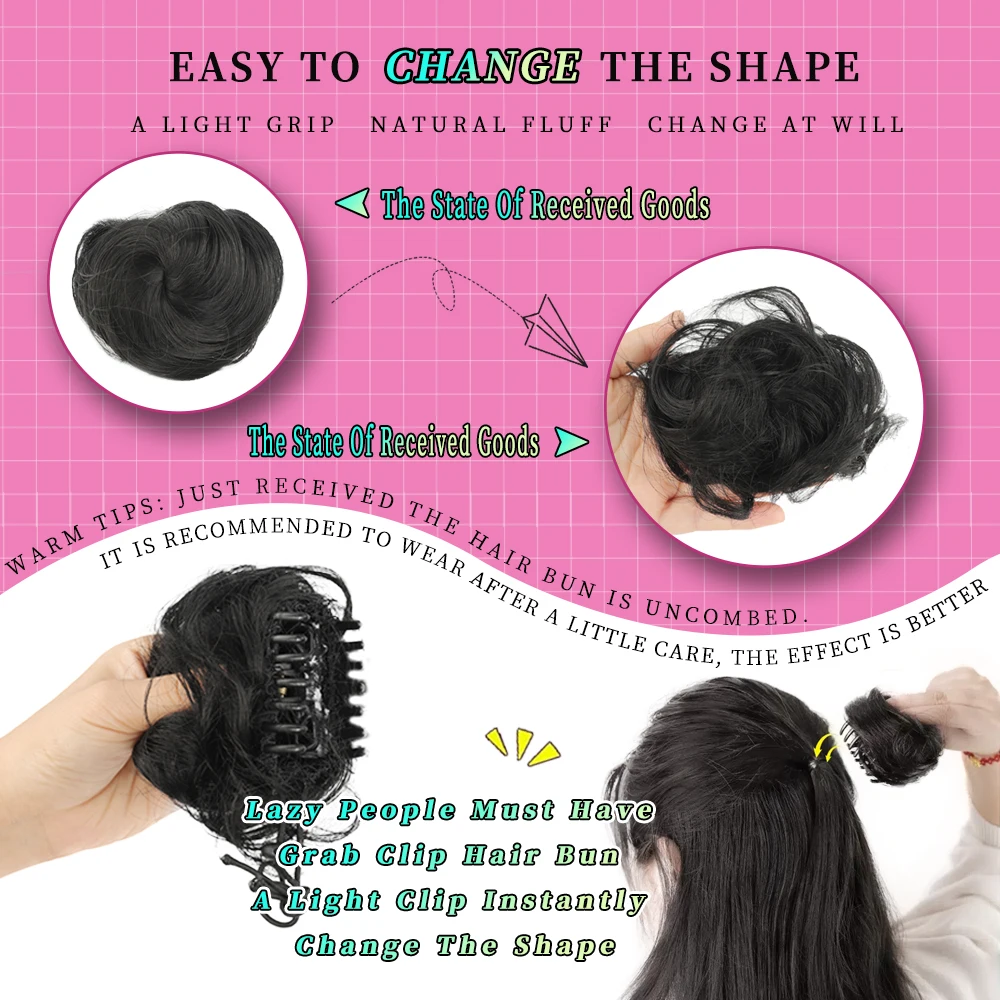 Synthetic Chignon Claw Clip Hair Buns Messy Hair Buns Hair Extensions for Women and Children