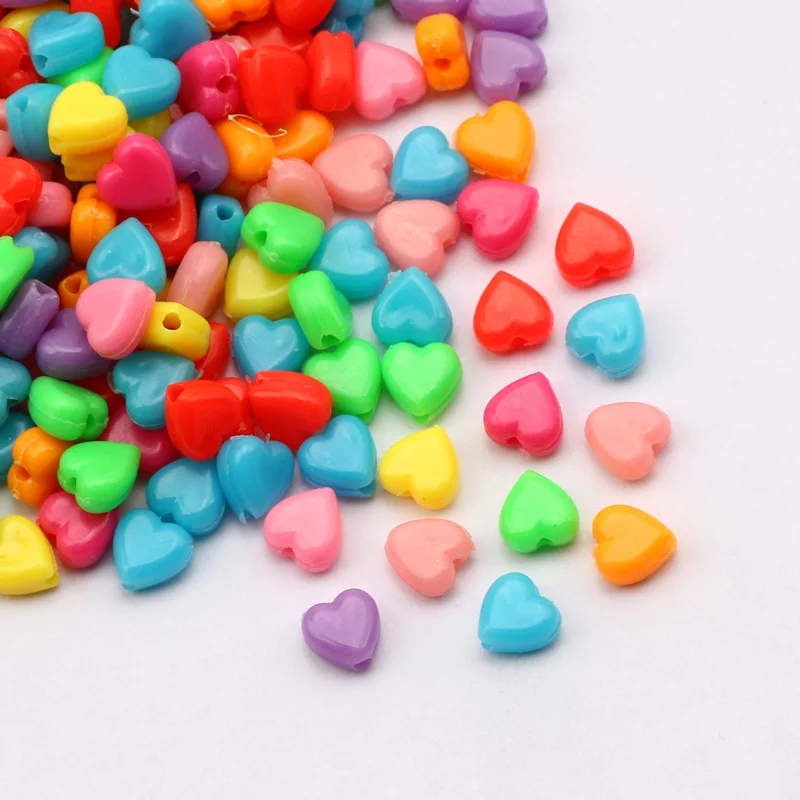 200pcs Colors Small Heart Shape Beads 6mm Acrylic Spacer Beads For Jewelry Making Handmade Diy Bracelet Necklace Accessories