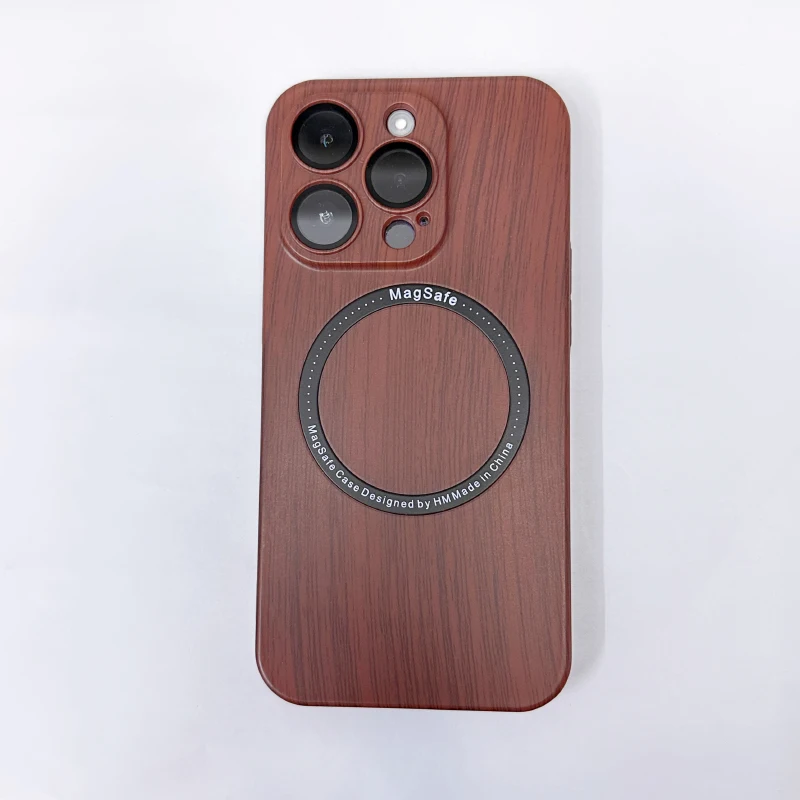 For Magsafe Magnetic Wireless Charging Wood Grain Shockproof Phone Case For iPhone 16 Pro Max 14 11 12 13 15 Pro Max Back Cover