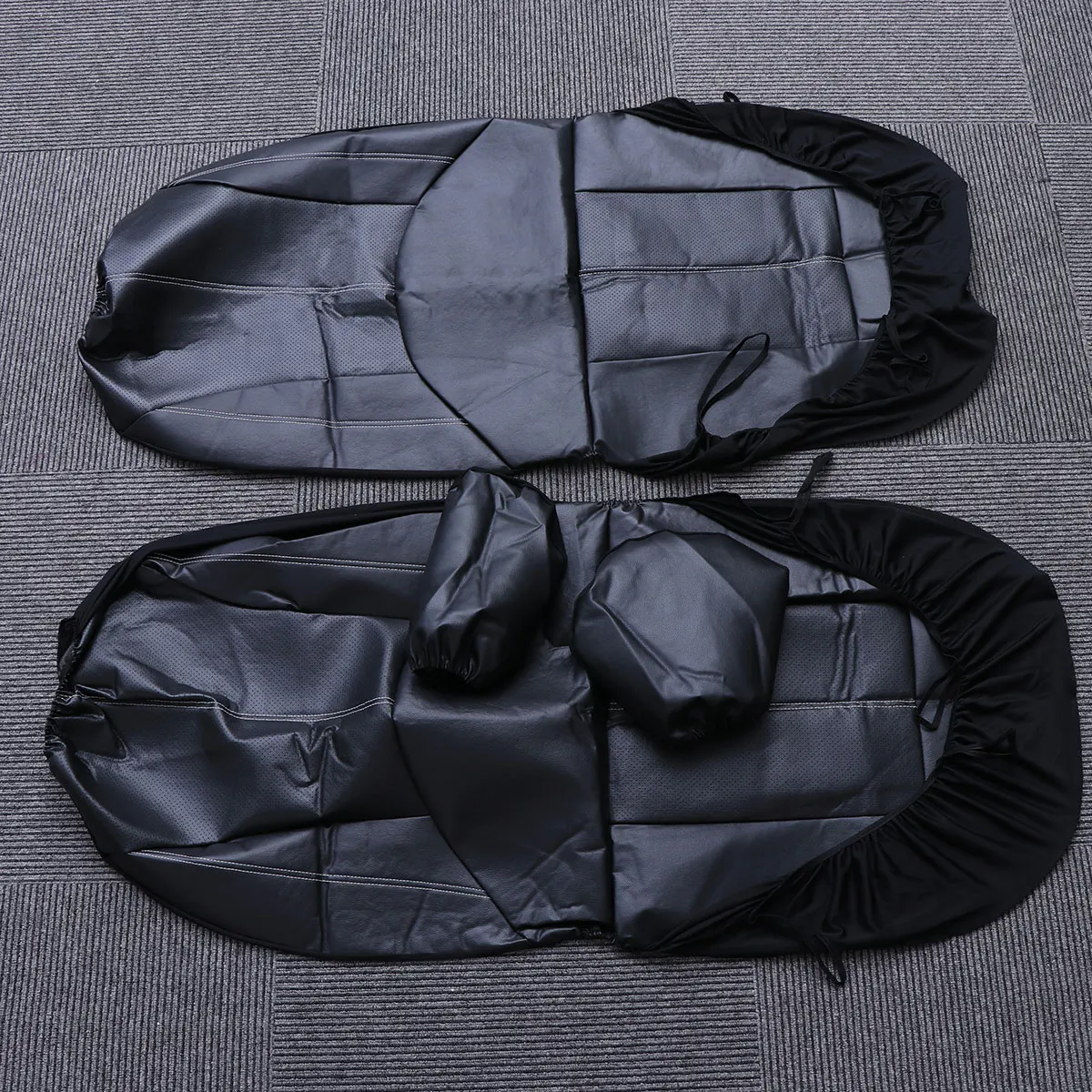 

2pcs Front Pu Car Covers Universal Fit Black Auto Interior Protection Cushion Mats Durable Easy Installation Refresh Old