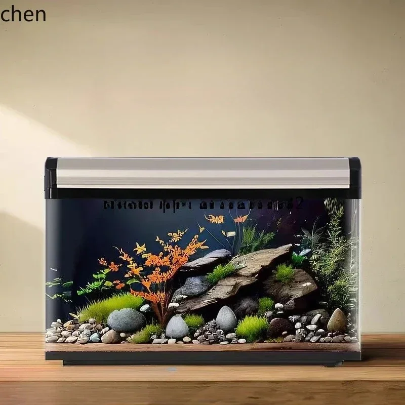 T6-  small goldfish tank living room household medium floor rectangular glass ecological aquarium