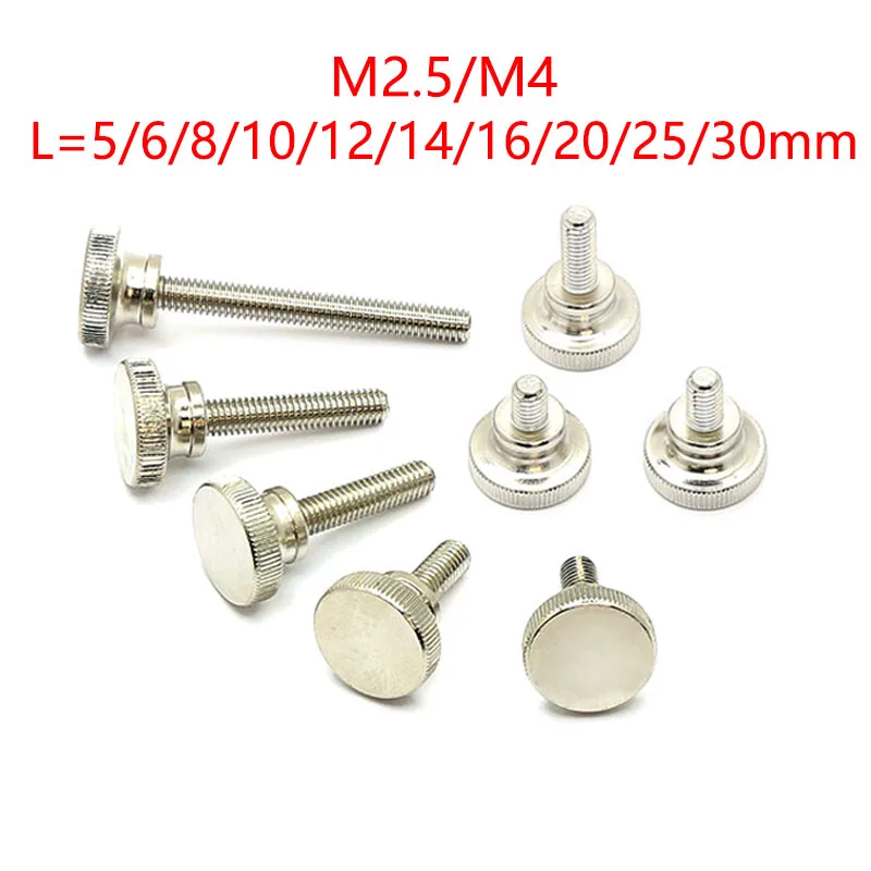 10Pcs Carbon Steel Knurl High Step Head Hand Tighten Thumb Screw M2.5/M4*L=5/6/8/10/12/14/16/20/25/30mm Manual Adjustment Screws