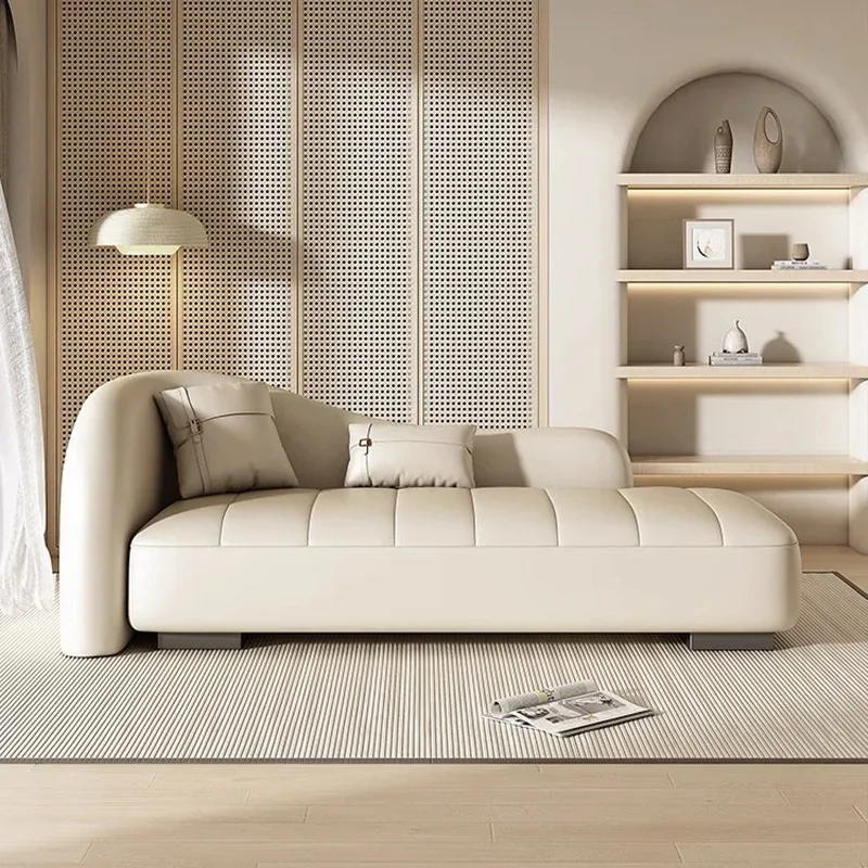 06Nordic living room leather sofa small apartment modern simple princess lazy leisure sofa recliner