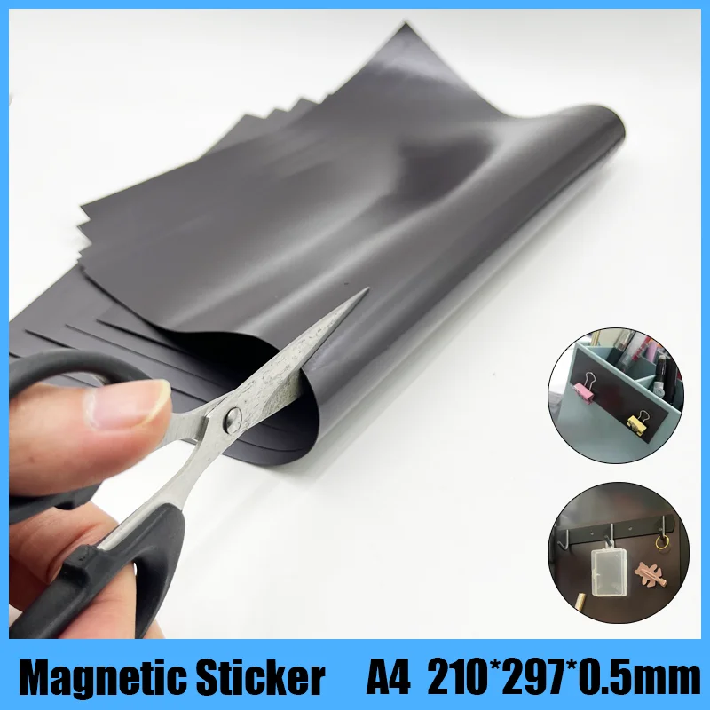 A4 Magnet Sheet Black rubber Magnetic Mat Craft Magnet Magnetic for Refrigerator Photo and Picture Cutting Die on One Side 0.5mm