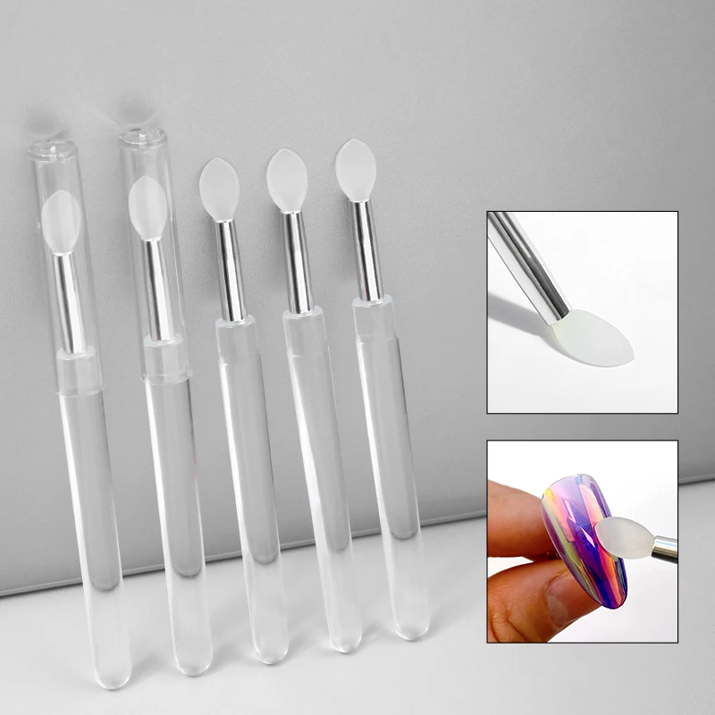 5PCS Multifunction Silicone Brush Nail Powder Make Up Eye Shadow Dipping Tool Nail Art Glitter Dip Brush Makeup Brush