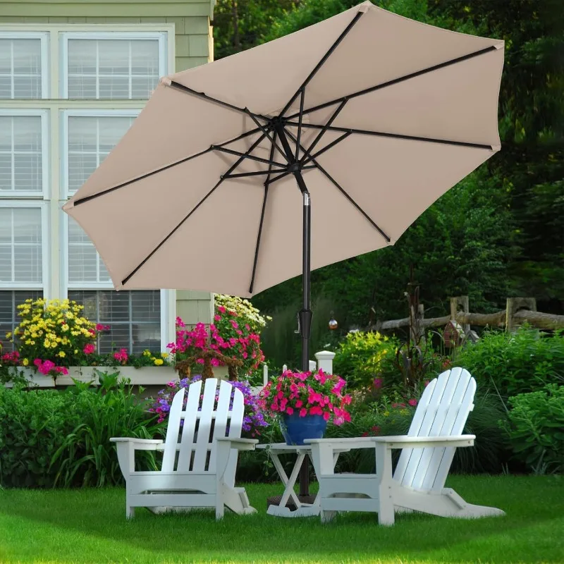 

10ft Patio Umbrella Large Outdoor Table Umbrella with Push Button Tilt & Crank Lift System, Market Deck Pool Backyard Garden